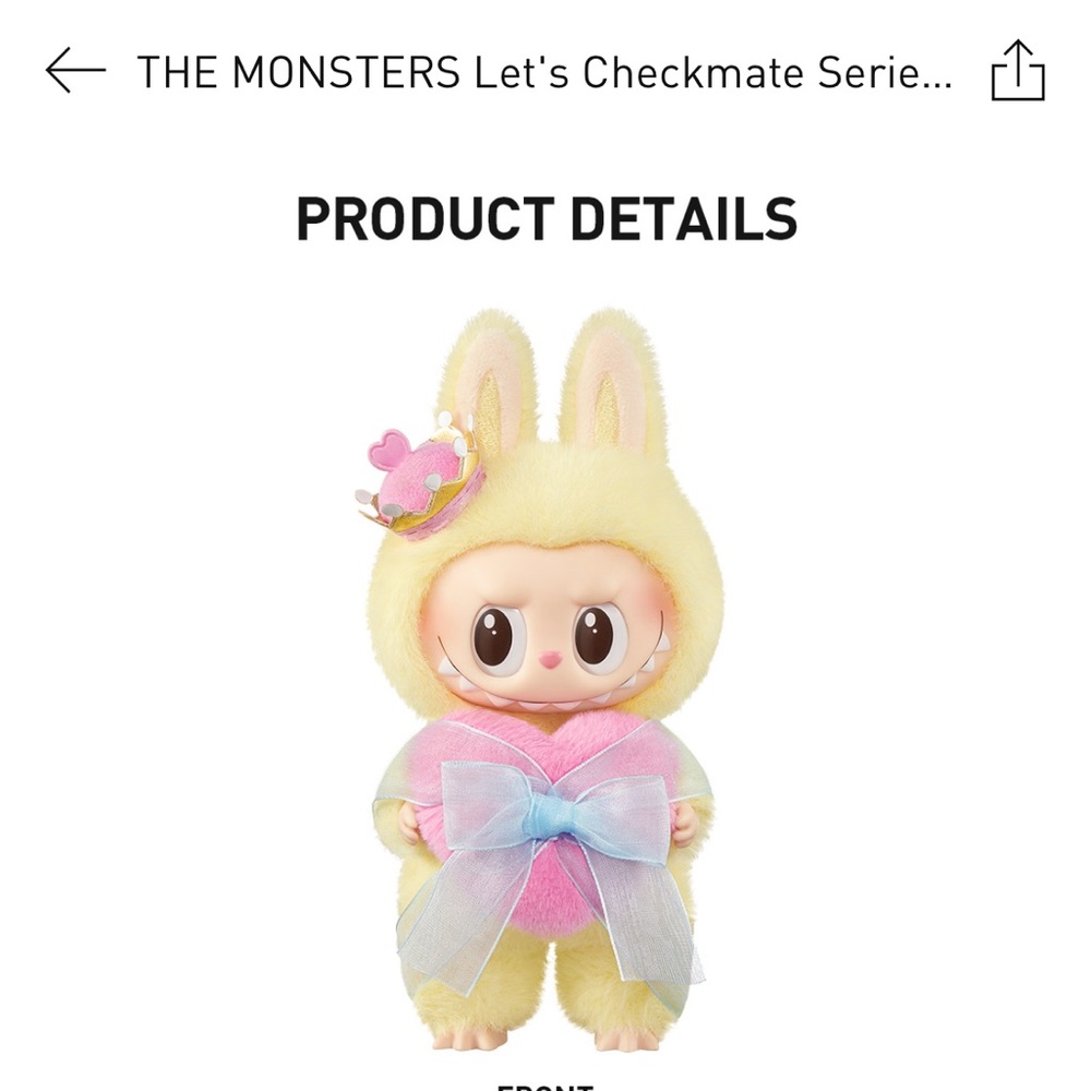 Labubu checkmate queen with Bow. Authentic from Popmart. New in box.